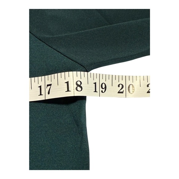 Carmen Marc Valvo Olive Green Top Long Sleeve V Neck Faux Leather Trim Small NWT - Picture 5 of 7